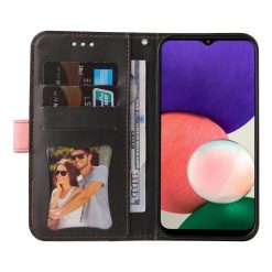 Peňaženkové puzdro Stitching čierno-ružové – Samsung Galaxy A22 5G | Kryty na mobil Kryty na mobil | Peňaženkové puzdro Stitching čierno-ružové – Samsung Galaxy A22 5G | Kryty na mobil