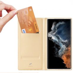 Kryty na mobil | Peňaženkové puzdro Dux Ducis Skin Pro zlaté – Samsung Galaxy S23 Ultra | Kryty na mobil