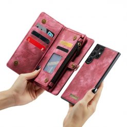 Kryty na mobil | Multifunkčné peňaženkové puzdro CaseMe Detachable červené – Samsung Galaxy S23 Ultra | Kryty na mobil