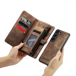 Kryty na mobil | Multifunkčné peňaženkové puzdro CaseMe Detachable hnedé – Samsung Galaxy S23 | Kryty na mobil
