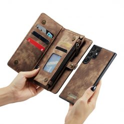 Kryty na mobil | Multifunkčné peňaženkové puzdro CaseMe Detachable hnedé – Samsung Galaxy S23 Ultra | Kryty na mobil