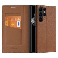 Kryty na mobil | Peňaženkové puzdro Dux Ducis Skin X2 hnedé – Samsung Galaxy S23 Ultra | Kryty na mobil