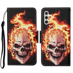 Knižkové puzdro Trendy Cross case Lebka v ohni – Samsung Galaxy A54 5G | Kryty na mobil Kryty na mobil | Knižkové puzdro Trendy Cross case Lebka v ohni – Samsung Galaxy A54 5G | Kryty na mobil