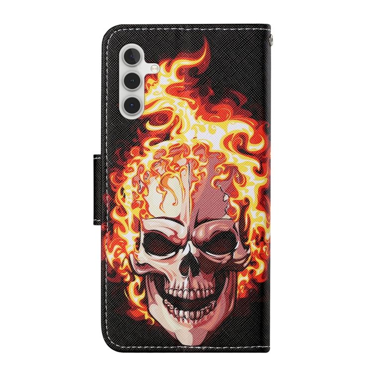 Knižkové puzdro Trendy Cross case Lebka v ohni – Samsung Galaxy A54 5G | Kryty na mobil Kryty na mobil | Knižkové puzdro Trendy Cross case Lebka v ohni – Samsung Galaxy A54 5G | Kryty na mobil
