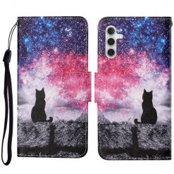 Knižkové puzdro Trendy Cross case Mačka a vesmír – Samsung Galaxy A34 5G | Kryty na mobil Kryty na mobil | Knižkové puzdro Trendy Cross case Mačka a vesmír – Samsung Galaxy A34 5G | Kryty na mobil