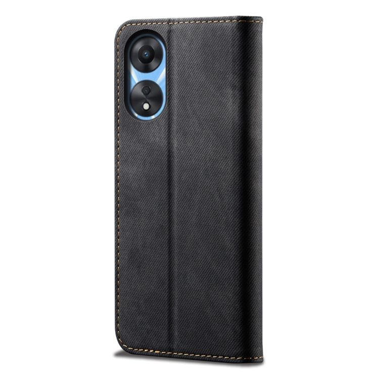 Peňaženkové puzdro Denim Texture čierne – Oppo A78 5G | Kryty na mobil Kryty na mobil | Peňaženkové puzdro Denim Texture čierne – Oppo A78 5G | Kryty na mobil