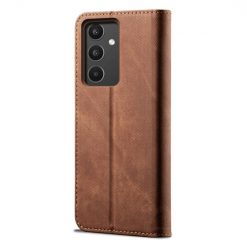 Kryty na mobil | Peňaženkové puzdro Denim Texture hnedé – Samsung Galaxy A34 5G | Kryty na mobil