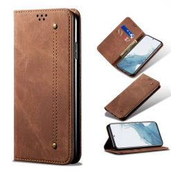 Kryty na mobil | Peňaženkové puzdro Denim Texture hnedé – Samsung Galaxy A54 5G | Kryty na mobil