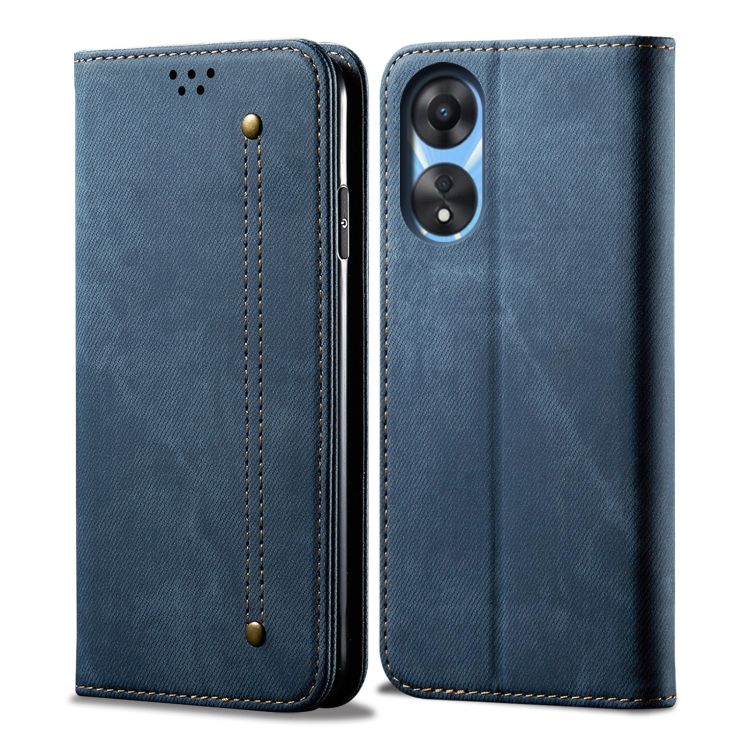 Peňaženkové puzdro Denim Texture modré – Oppo A78 5G | Kryty na mobil Kryty na mobil | Peňaženkové puzdro Denim Texture modré – Oppo A78 5G | Kryty na mobil