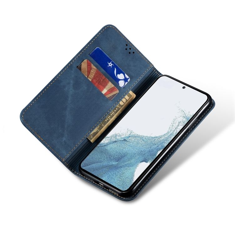 Peňaženkové puzdro Denim Texture modré – Samsung Galaxy A54 5G | Kryty na mobil Kryty na mobil | Peňaženkové puzdro Denim Texture modré – Samsung Galaxy A54 5G | Kryty na mobil