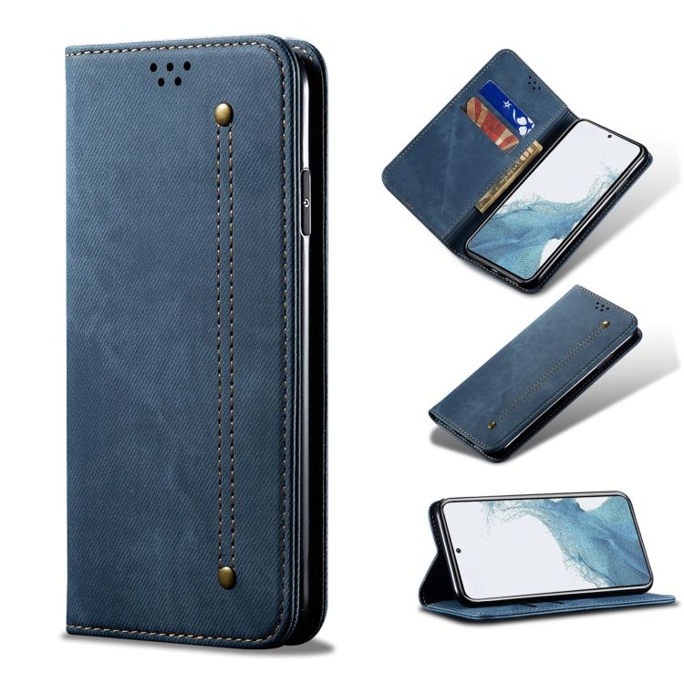 Peňaženkové puzdro Denim Texture modré – Samsung Galaxy A54 5G | Kryty na mobil Kryty na mobil | Peňaženkové puzdro Denim Texture modré – Samsung Galaxy A54 5G | Kryty na mobil