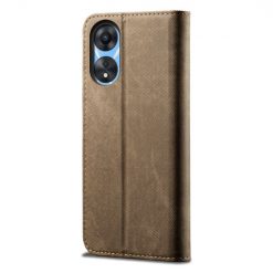 Kryty na mobil | Peňaženkové puzdro Denim Texture svetlohnedé – Oppo A78 5G | Kryty na mobil