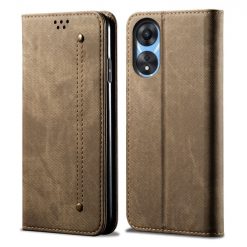 Kryty na mobil | Peňaženkové puzdro Denim Texture svetlohnedé – Oppo A78 5G | Kryty na mobil