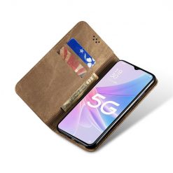 Kryty na mobil | Peňaženkové puzdro Denim Texture svetlohnedé – Oppo A78 5G | Kryty na mobil