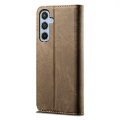 Kryty na mobil | Peňaženkové puzdro Denim Texture svetlohnedé – Samsung Galaxy A54 5G | Kryty na mobil