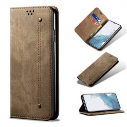 Kryty na mobil | Peňaženkové puzdro Denim Texture svetlohnedé – Samsung Galaxy A54 5G | Kryty na mobil