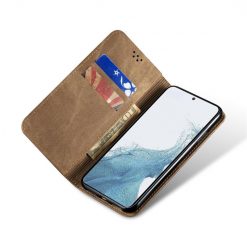 Kryty na mobil | Peňaženkové puzdro Denim Texture svetlohnedé – Samsung Galaxy A54 5G | Kryty na mobil
