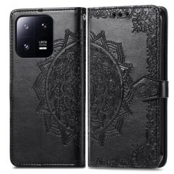 Kryty na mobil | Peňaženkové puzdro Embossing Pattern Mandala Flower čierne – Xiaomi 13 | Kryty na mobil