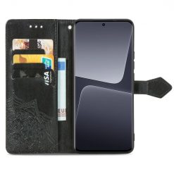 Kryty na mobil | Peňaženkové puzdro Embossing Pattern Mandala Flower čierne – Xiaomi 13 | Kryty na mobil