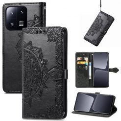 Kryty na mobil | Peňaženkové puzdro Embossing Pattern Mandala Flower čierne – Xiaomi 13 | Kryty na mobil