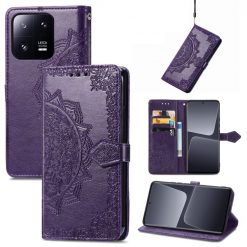 Kryty na mobil | Peňaženkové puzdro Embossing Pattern Mandala Flower fialové – Xiaomi 13 | Kryty na mobil