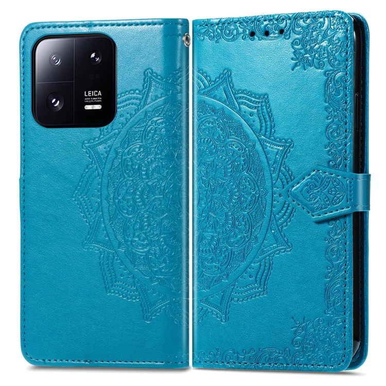 Peňaženkové puzdro Embossing Pattern Mandala Flower modré – Xiaomi 13 | Kryty na mobil Kryty na mobil | Peňaženkové puzdro Embossing Pattern Mandala Flower modré – Xiaomi 13 | Kryty na mobil