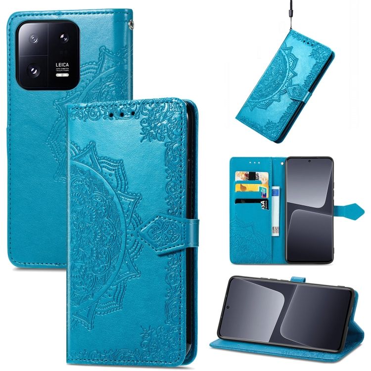 Peňaženkové puzdro Embossing Pattern Mandala Flower modré – Xiaomi 13 Pro | Kryty na mobil Kryty na mobil | Peňaženkové puzdro Embossing Pattern Mandala Flower modré – Xiaomi 13 Pro | Kryty na mobil