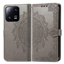 Peňaženkové puzdro Embossing Pattern Mandala Flower sivé – Xiaomi 13 Pro