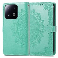 Kryty na mobil | Peňaženkové puzdro Embossing Pattern Mandala Flower zelené – Xiaomi 13 | Kryty na mobil