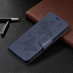 Kryty na mobil | Peňaženkové puzdro Embossing Pattern Motýľ modré – Samsung Galaxy A54 5G | Kryty na mobil