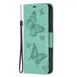 Peňaženkové puzdro Embossing Pattern Motýľ zelené – Samsung Galaxy A54 5G