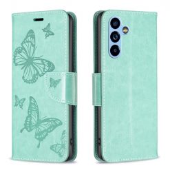 Kryty na mobil | Peňaženkové puzdro Embossing Pattern Motýľ zelené – Samsung Galaxy A54 5G | Kryty na mobil