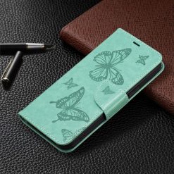 Kryty na mobil | Peňaženkové puzdro Embossing Pattern Motýľ zelené – Samsung Galaxy A54 5G | Kryty na mobil