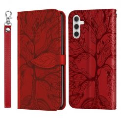 Peňaženkové puzdro Embossing Pattern Strom červené – Samsung Galaxy A54 5G