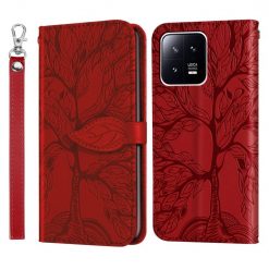Kryty na mobil | Peňaženkové puzdro Embossing Pattern Strom červené – Xiaomi 13 Pro | Kryty na mobil