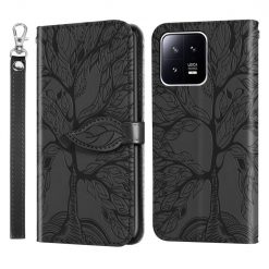 Kryty na mobil | Peňaženkové puzdro Embossing Pattern Strom čierne – Xiaomi 13 Pro | Kryty na mobil