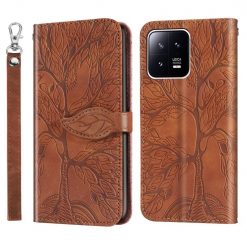 Kryty na mobil | Peňaženkové puzdro Embossing Pattern Strom hnedé – Xiaomi 13 Pro | Kryty na mobil