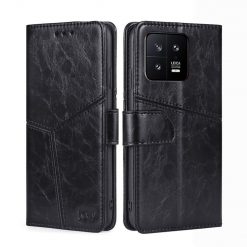 Peňaženkové puzdro Geometric Stitching case čierne – Xiaomi 13 | Kryty na mobil Kryty na mobil | Peňaženkové puzdro Geometric Stitching case čierne – Xiaomi 13 | Kryty na mobil