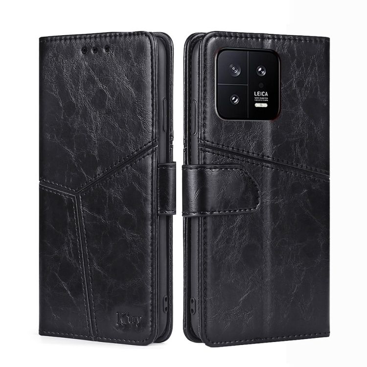 Peňaženkové puzdro Geometric Stitching case čierne – Xiaomi 13 | Kryty na mobil Kryty na mobil | Peňaženkové puzdro Geometric Stitching case čierne – Xiaomi 13 | Kryty na mobil