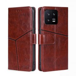 Peňaženkové puzdro Geometric Stitching case tmavohnedé – Xiaomi 13 | Kryty na mobil Kryty na mobil | Peňaženkové puzdro Geometric Stitching case tmavohnedé – Xiaomi 13 | Kryty na mobil