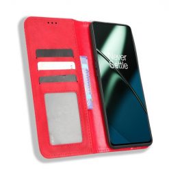 Kryty na mobil | Peňaženkové puzdro Retro Leather červené – OnePlus 11 5G | Kryty na mobil