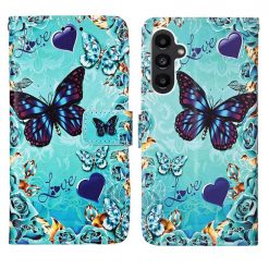 Knižkové puzdro Trendy Colored case Modrý motýľ – Samsung Galaxy A14 4G/5G