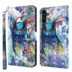 Kryty na mobil | Knižkové puzdro Trendy Cross case Farebná sova – Samsung Galaxy A14 4G/5G | Kryty na mobil
