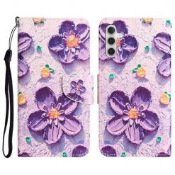 Kryty na mobil | Knižkové puzdro Trendy Cross case Fialové kvety – Samsung Galaxy A54 5G | Kryty na mobil