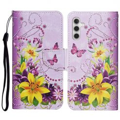 Kryty na mobil | Knižkové puzdro Trendy Cross case Fialový motýľ – Samsung Galaxy A54 5G | Kryty na mobil