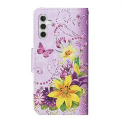Kryty na mobil | Knižkové puzdro Trendy Cross case Fialový motýľ – Samsung Galaxy A54 5G | Kryty na mobil
