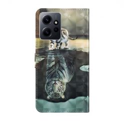 Kryty na mobil | Knižkové puzdro Trendy Cross case Mačka a tiger – Xiaomi Redmi Note 12 (4G) | Kryty na mobil