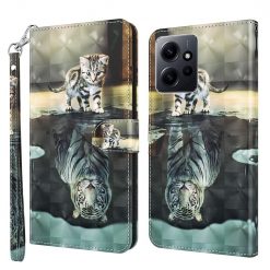 Kryty na mobil | Knižkové puzdro Trendy Cross case Mačka a tiger – Xiaomi Redmi Note 12 (4G) | Kryty na mobil