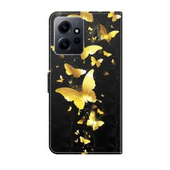 Kryty na mobil | Knižkové puzdro Trendy Cross case Zlaté motýle – Xiaomi Redmi Note 12 (4G) | Kryty na mobil