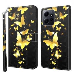 Kryty na mobil | Knižkové puzdro Trendy Cross case Zlaté motýle – Xiaomi Redmi Note 12 (4G) | Kryty na mobil
